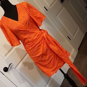 Cupshe Orange Wrap Swim Coverup Romper